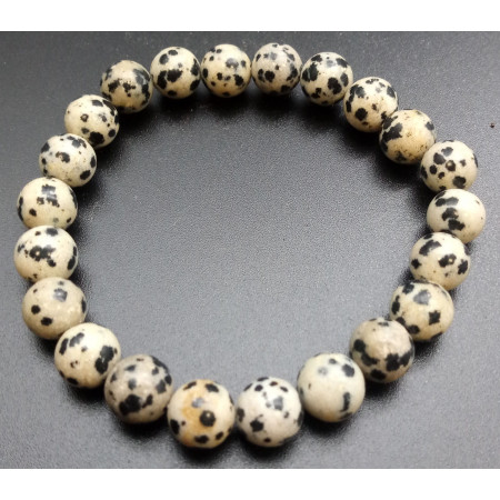 bracelet pierre naturelle en jaspe dalmatien 8mn