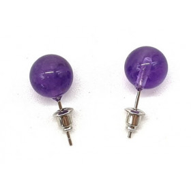 Boucles d'oreilles Perle Améthyste 10mm ( livraison offerte)