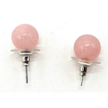 Boucles d'oreilles Perle quartz rose 10mm ( livraison offerte)