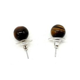 Boucles d'oreilles Perle oeil de tigre10mm ( livraison offerte)
