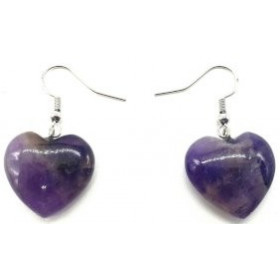 Boucles d'oreilles Coeur Améthyste 4cm ( livraison offerte)