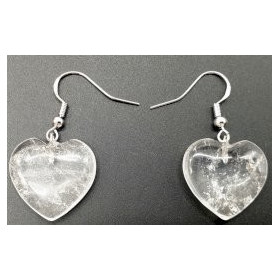 Boucles d'oreilles Coeur Crystal de roche 4cm ( livraison offerte)