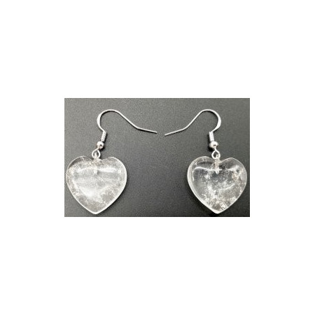 Boucles d'oreilles Coeur Crystal de roche 2cm ( livraison offerte)
