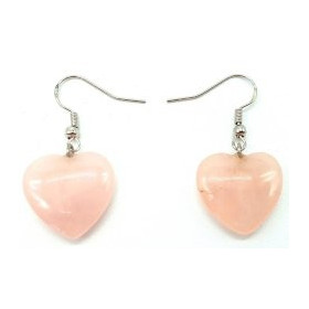 Boucles d'oreilles Coeur Quartz rose 4cm ( livraison offerte)