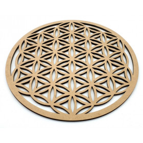 Plaque Fleur de vie sculptée bois 20cm