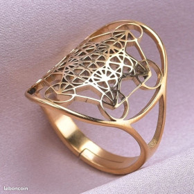 Bague Métatron doré en acier inoxydable et réglable