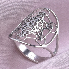 Bague Métatron argenté en acier inoxydable et réglable